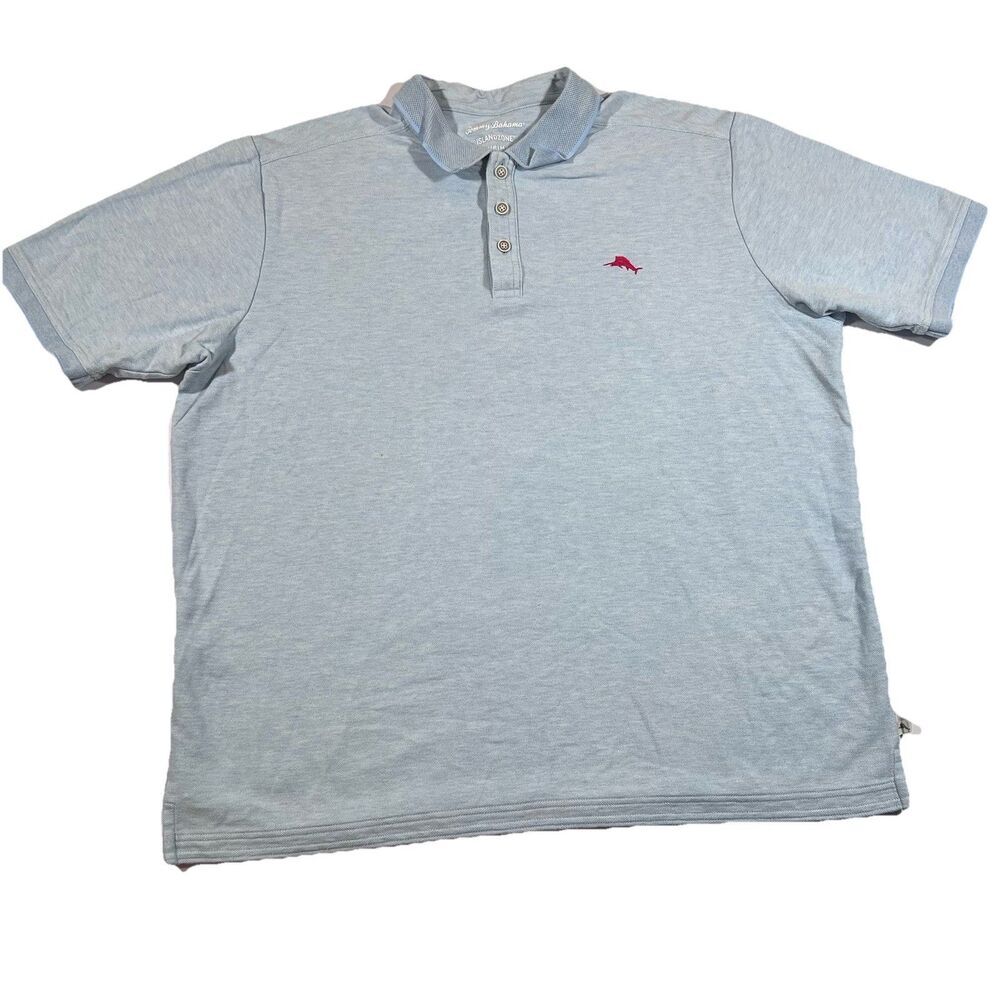 Tommy Bahama Island Zone Supima Blue Heathered Golf Polo Shirt Stretch Men's XL